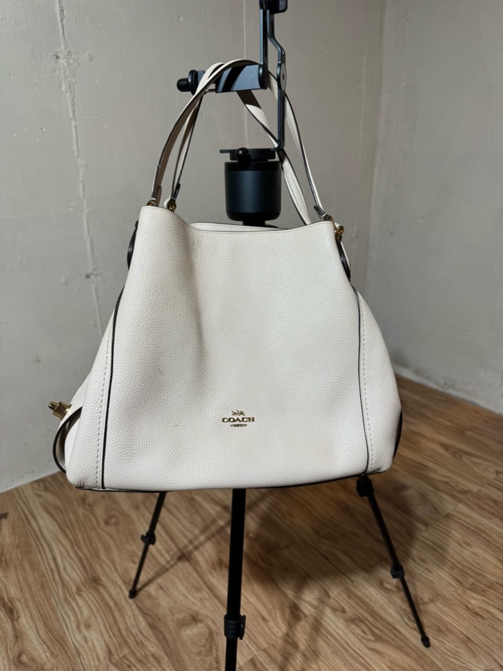 Coach Pebbled Leather Shoulder Bag in Cream